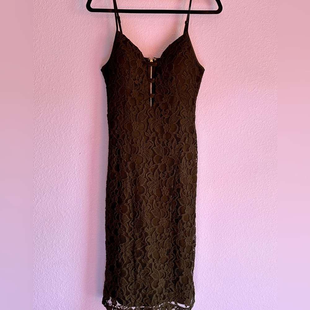 BEBE LACE BLACK COCKTAIL MIDI DRESS-  SIZE SMALL